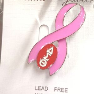 Delta Sorority Breast Cancer Awareness Pink Ribbon Brooch